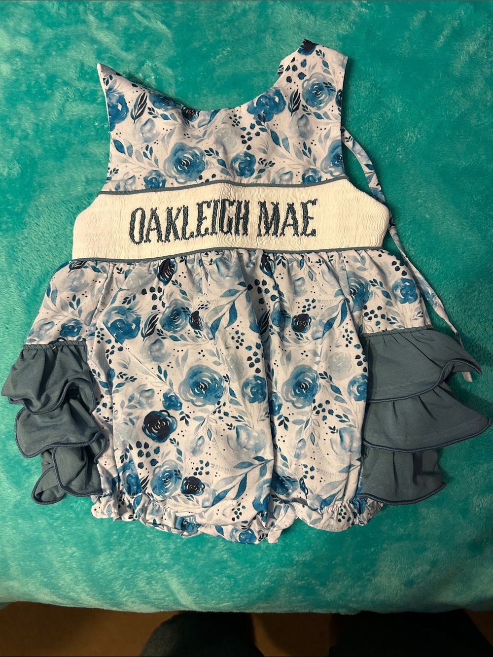 Blue Floral Oakleigh Smocked Bubble